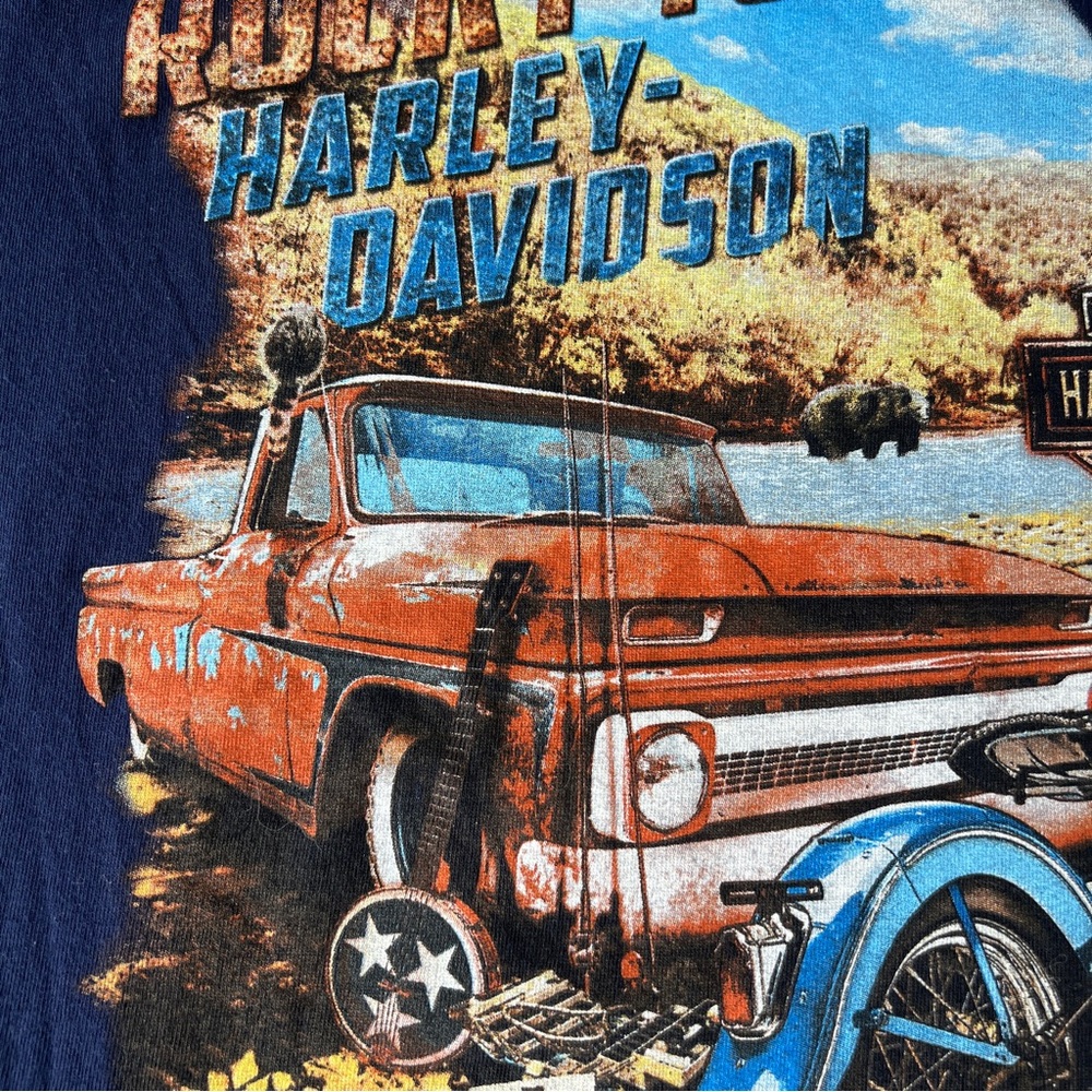 Men's Harley Davidson Pocket T-shirt Tee Rocky Top Pigeon Forge Navy Blue NWOT